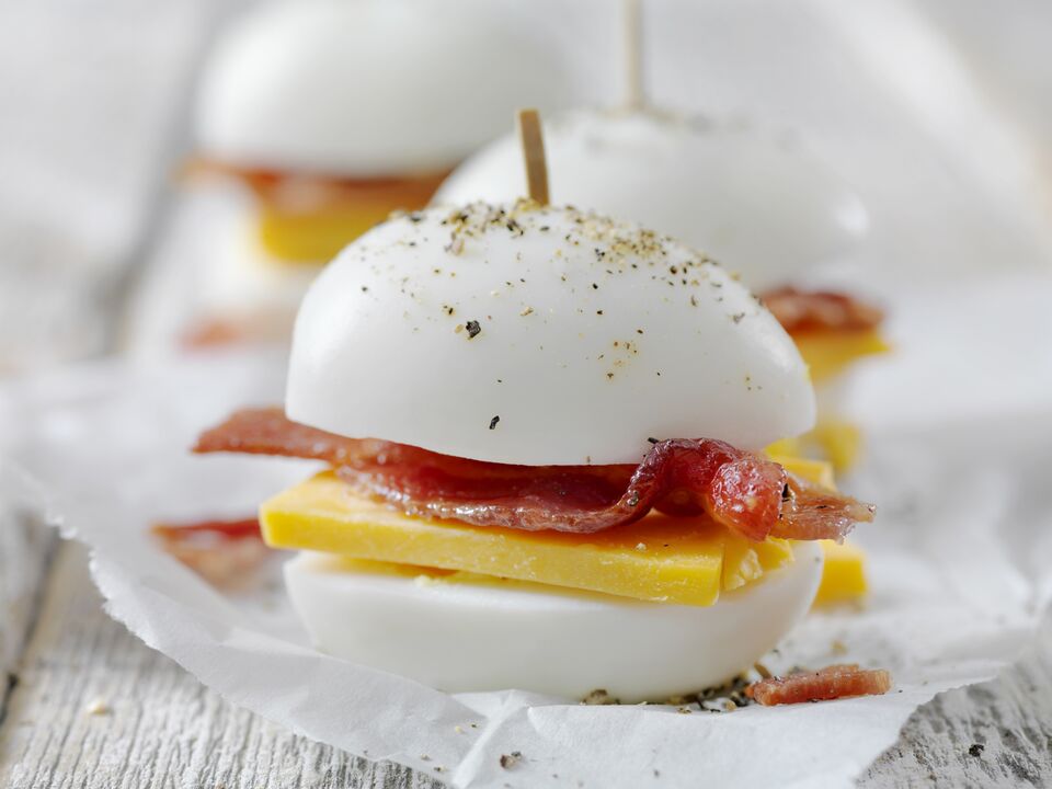 Egg with cheese and bacon a hearty snack on the diet of a ketogenic diet